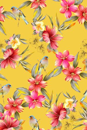 亮丽花卉印花华亿平台图片