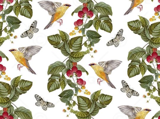 草莓花鸟家纺印花印花华亿平台图片