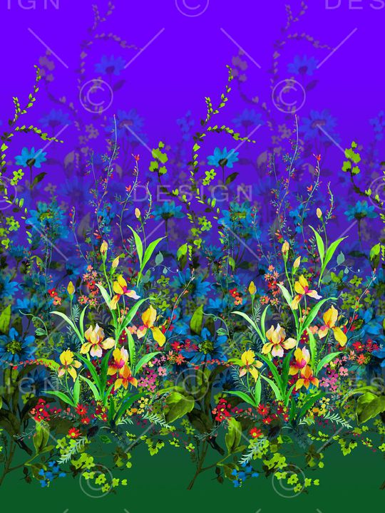 手绘花卉印花华亿平台图片