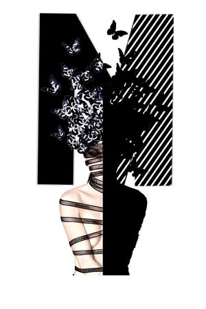 蝴蝶与人像印花华亿平台图片