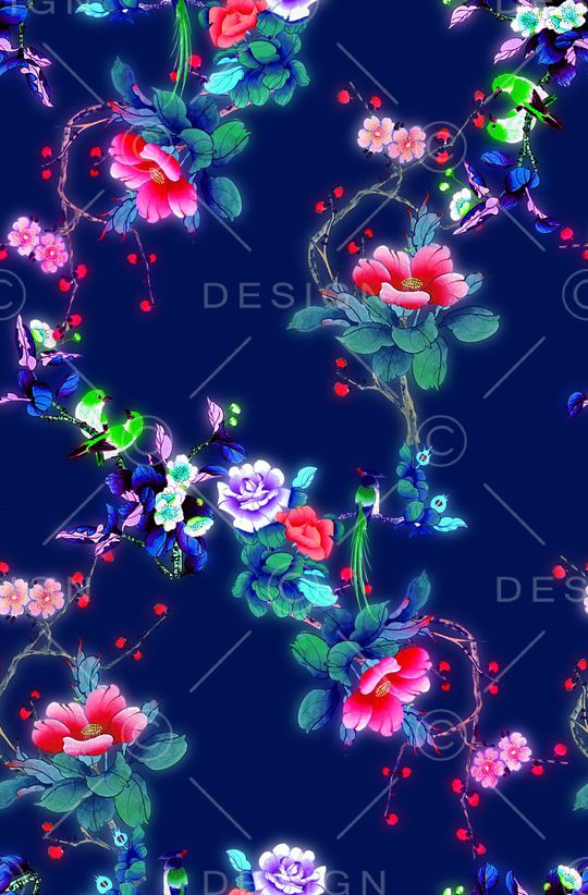 时尚抽象手绘彩绘中国风数码印花印花华亿平台图片