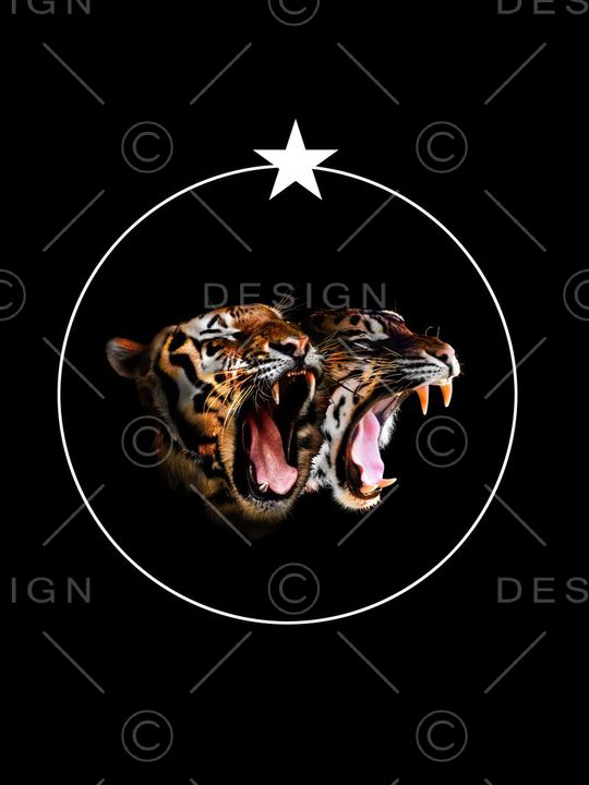 2只老虎印花华亿平台图片