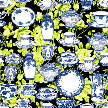 663478-青花瓷花卉底黑