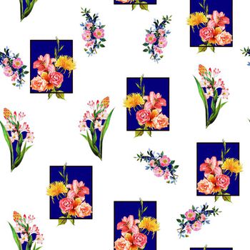 663524-花窗花卉框架蓝