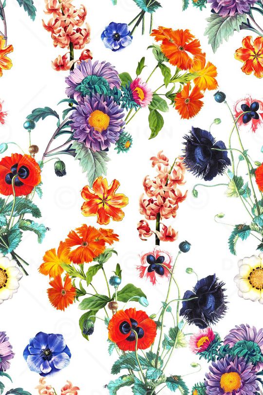 复古兰花花卉印花华亿平台图片