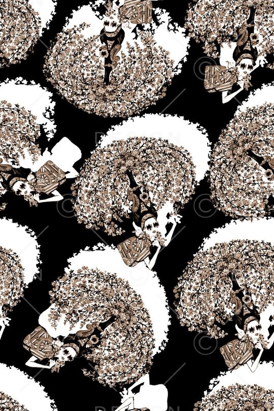 抽象手绘满版图案印花华亿平台图片