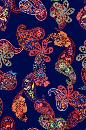 时尚抽象手绘腰果花佩斯利数码印花印花华亿平台图片