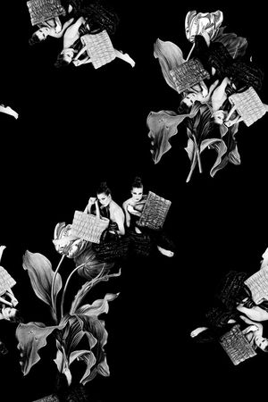 时尚抽象手绘黑白纹理男装T恤衬衫外套数码印花印花华亿平台图片