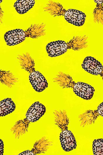 663791-时尚菠萝英文字母系列 黄色底