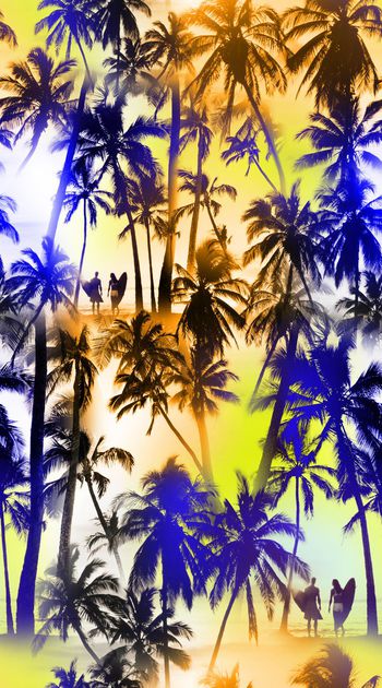 热带树叶印花华亿平台图片