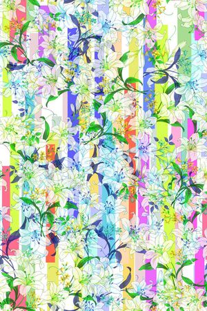 多彩几何线条、手绘、百合印花华亿平台图片