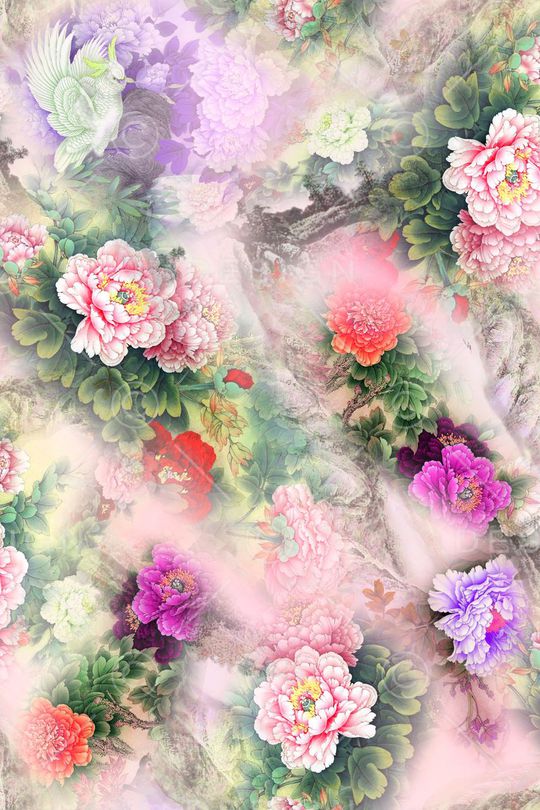 牡丹印花华亿平台图片