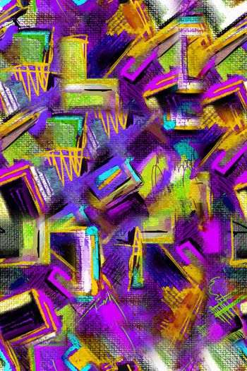 664733-手绘艺术几何条纹色块