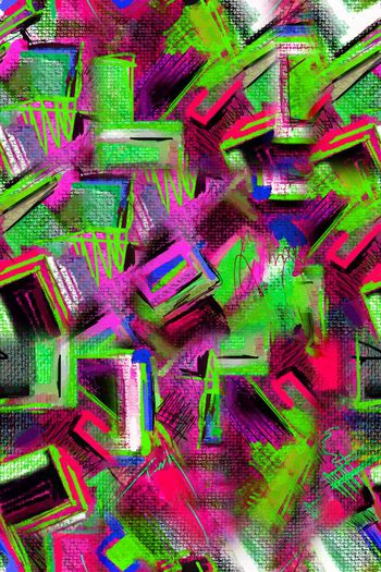 664736-手绘艺术几何条纹色块