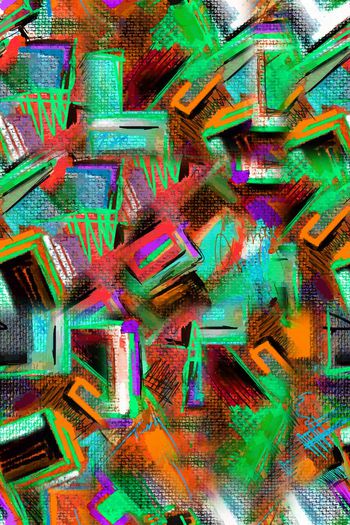 664746-手绘艺术几何条纹色块