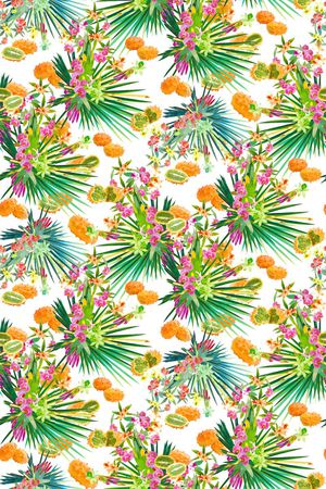 热带花卉印花华亿平台图片