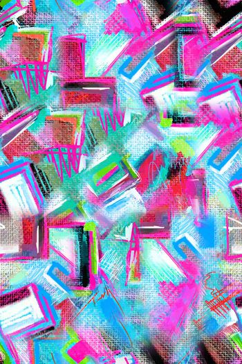 664846-手绘艺术几何条纹色块