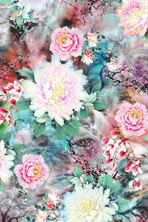 牡丹印花华亿平台图片