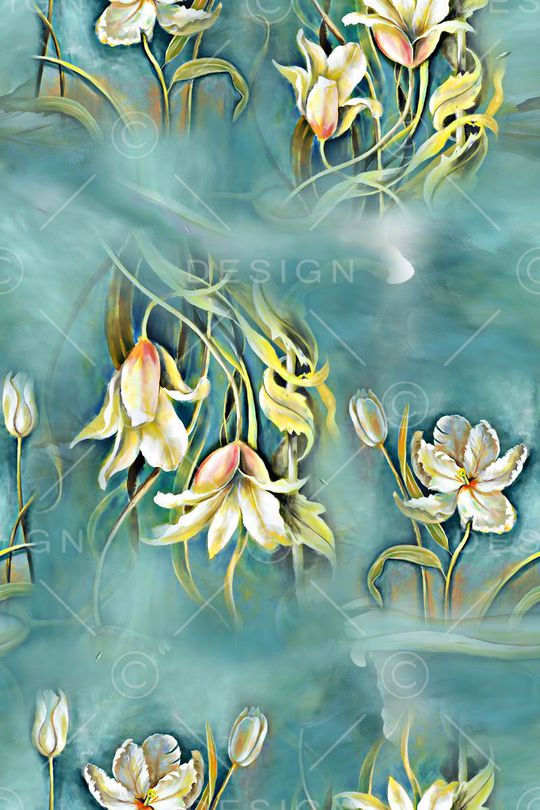 水墨国画印花华亿平台图片