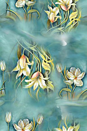 水墨国画印花华亿平台图片