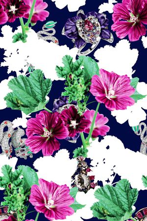 时尚抽象自然花卉植物数码印花印花华亿平台图片