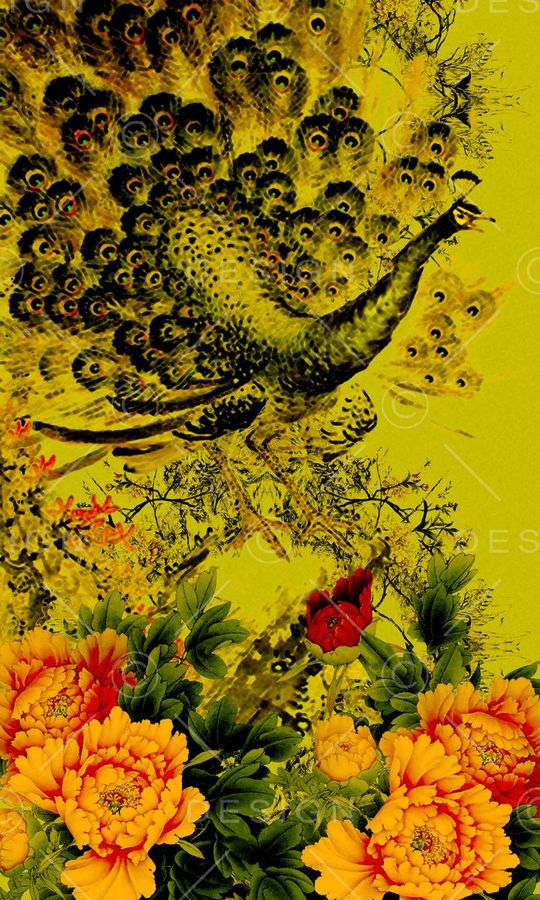 工笔画印花华亿平台图片