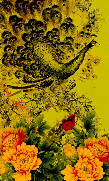 工笔画印花华亿平台图片