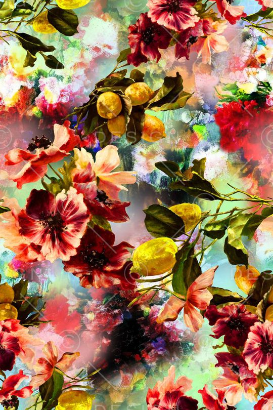 手绘花卉印花华亿平台图片