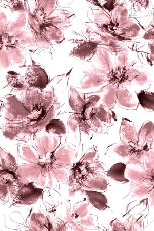 手绘花卉印花华亿平台图片