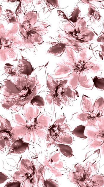 手绘花卉印花华亿平台图片