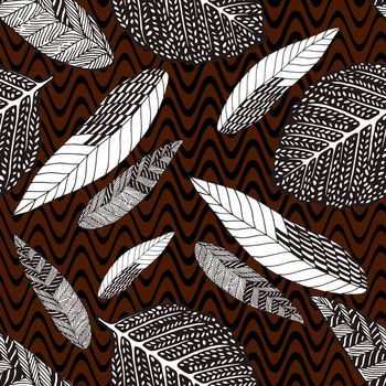 665733-黑白波浪树叶酒