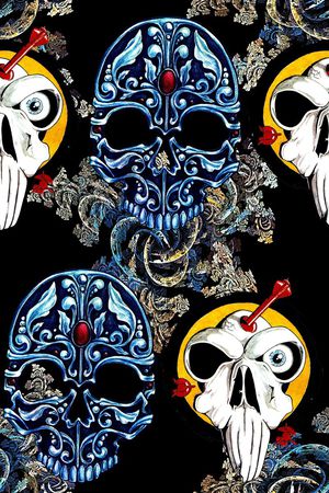 时尚抽象手绘骷髅头印花印花华亿平台图片