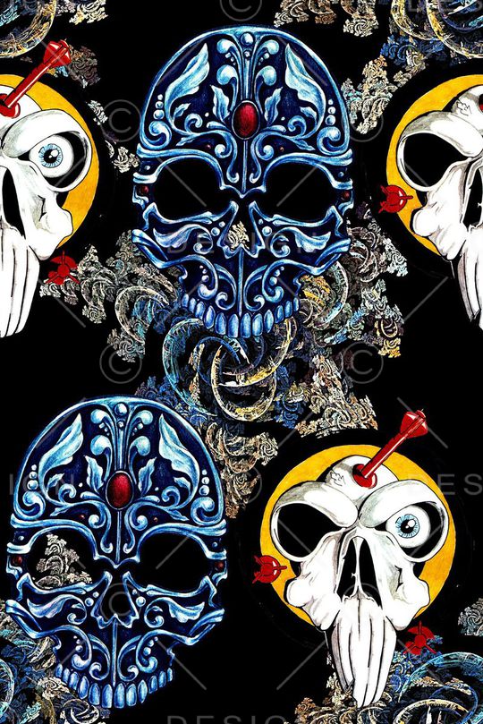 时尚抽象手绘骷髅头印花印花华亿平台图片