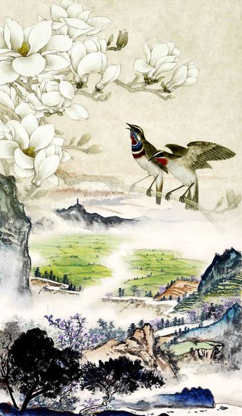 玉兰花印花华亿平台图片