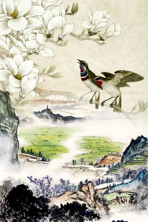 玉兰花印花华亿平台图片