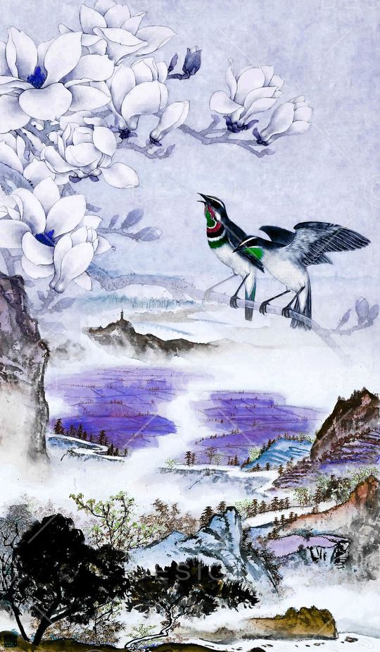 玉兰花印花华亿平台图片