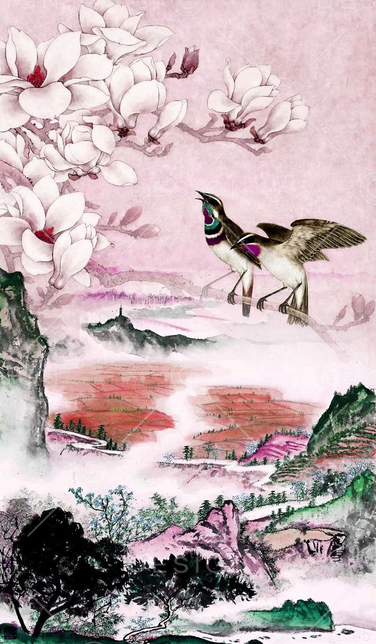 玉兰花印花华亿平台图片