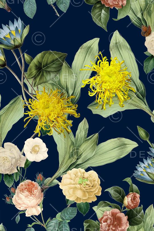 数码花大气花卉印花华亿平台图片