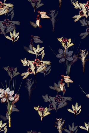 时尚抽象手绘植物花卉数码印花印花华亿平台图片