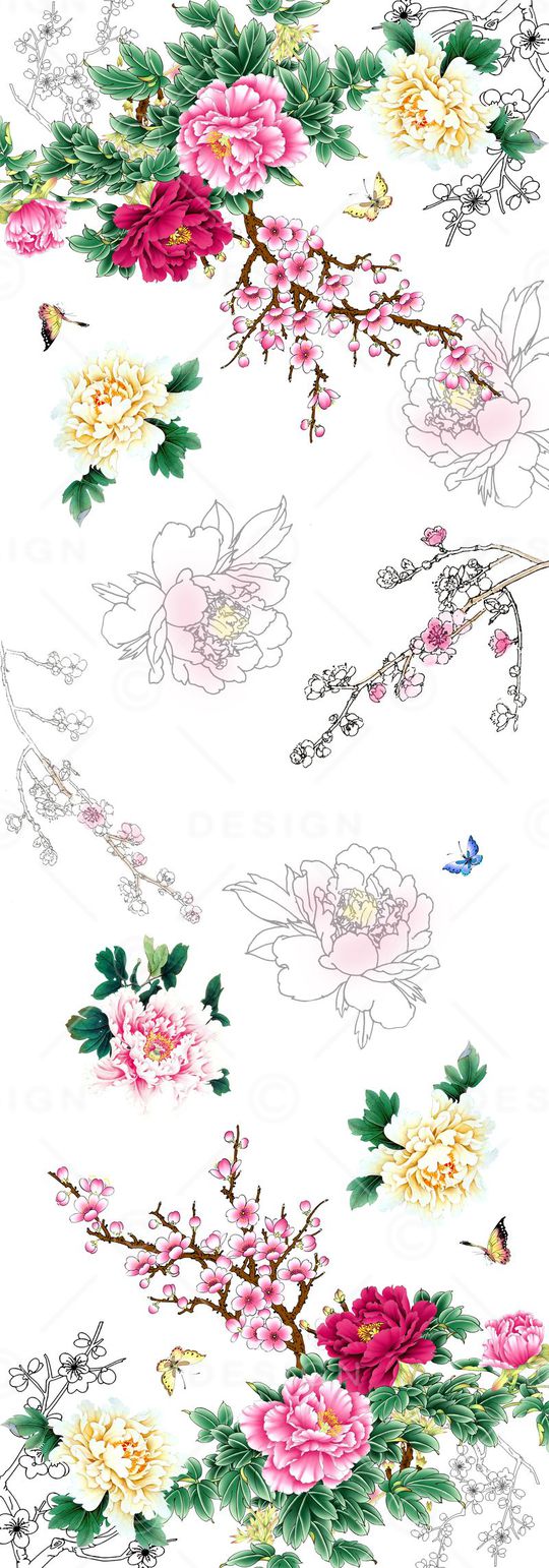 牡丹花印花华亿平台图片