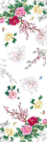 牡丹花印花华亿平台图片