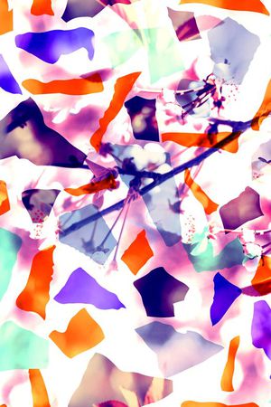 原创手绘抽象几何彩绘数码印花印花华亿平台图片