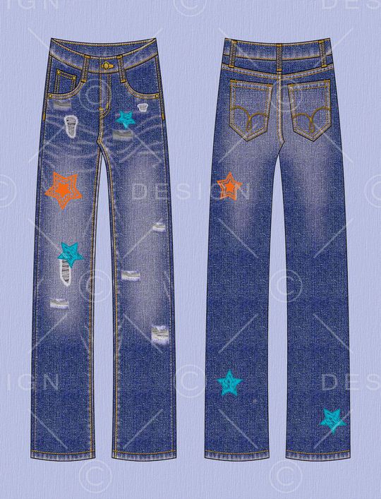 牛仔裤模板印花华亿平台图片