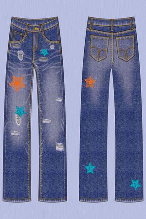 牛仔裤模板印花华亿平台图片