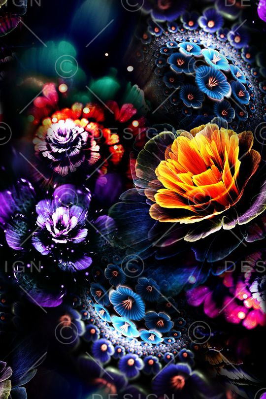 抽象花卉印花华亿平台图片