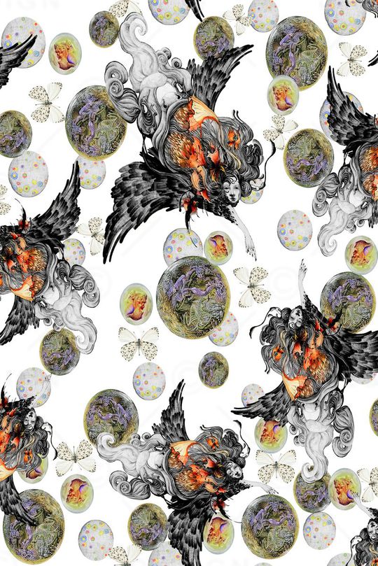 神话人物印花华亿平台图片