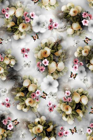 水果。蝴蝶印花华亿平台图片