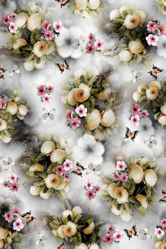 水果。蝴蝶印花华亿平台图片