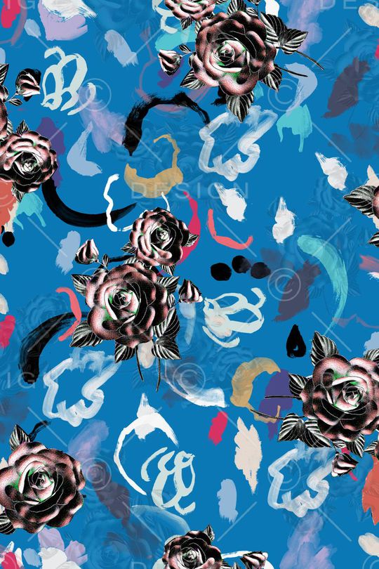 抽象笔触印花华亿平台图片