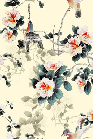 山水画印花华亿平台图片